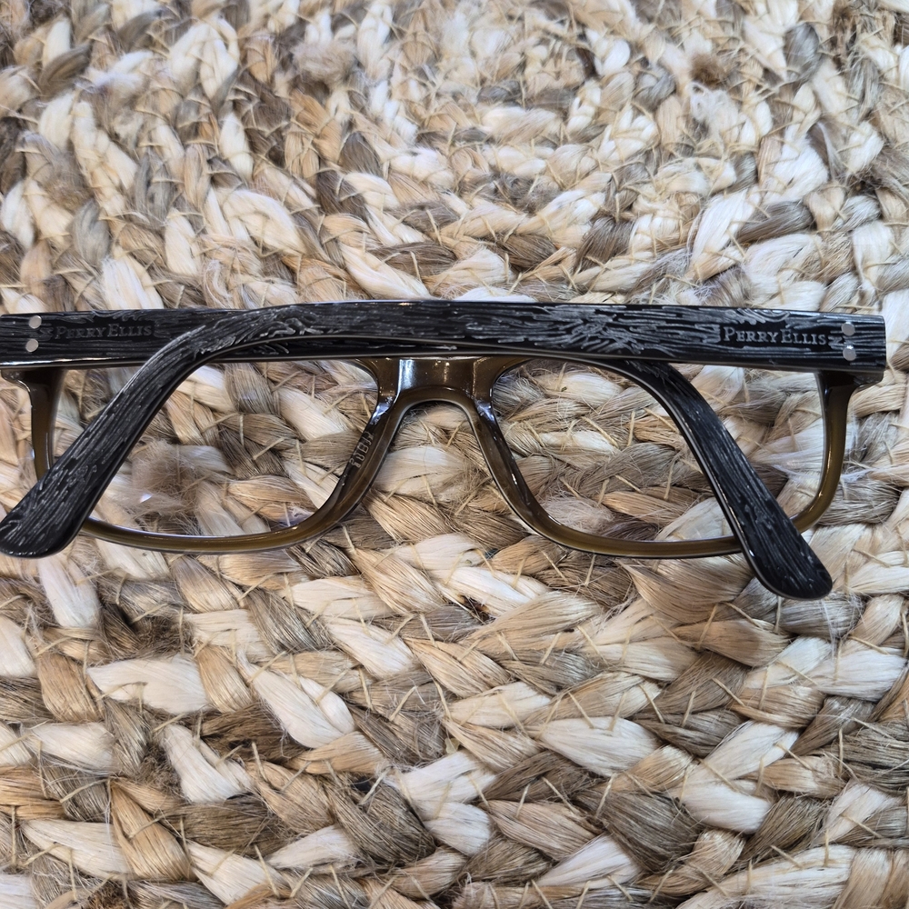 Perry Ellis Black and Brown Rectangular Eyeglass … - image 2